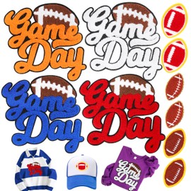 Iron On Football Patches for DIY Clothing: Meneng 10PCS Gameday Football Chenille Sports Patch for Jackets Hoodies Shirts Backpacks - Large Game Day Sew On Patches for Football Enthusiasts Team Fans