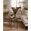 JYXIN 16.5in Round Rattan Side Table with Wooden Top，Small Round