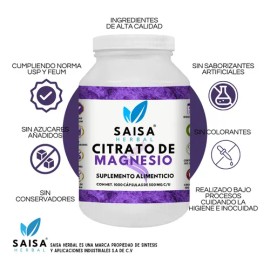 Citrato De Magnesio Y Citrato De Potasio 1000 Cáps C/u. Sabor Sin sabor