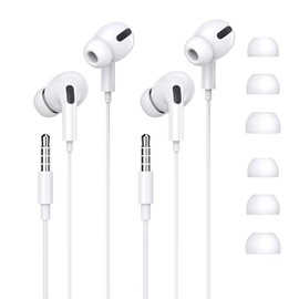 Earphones, Set of 2, 0.1 inch (3.5 mm) Jack, Wired Earphones, Volume Adjustment, Clear Calls, Wired Headset, Built-in Microphone, Call Compatible, Comfortable Wear, Ergonomic, Tangle-Resistant, Small