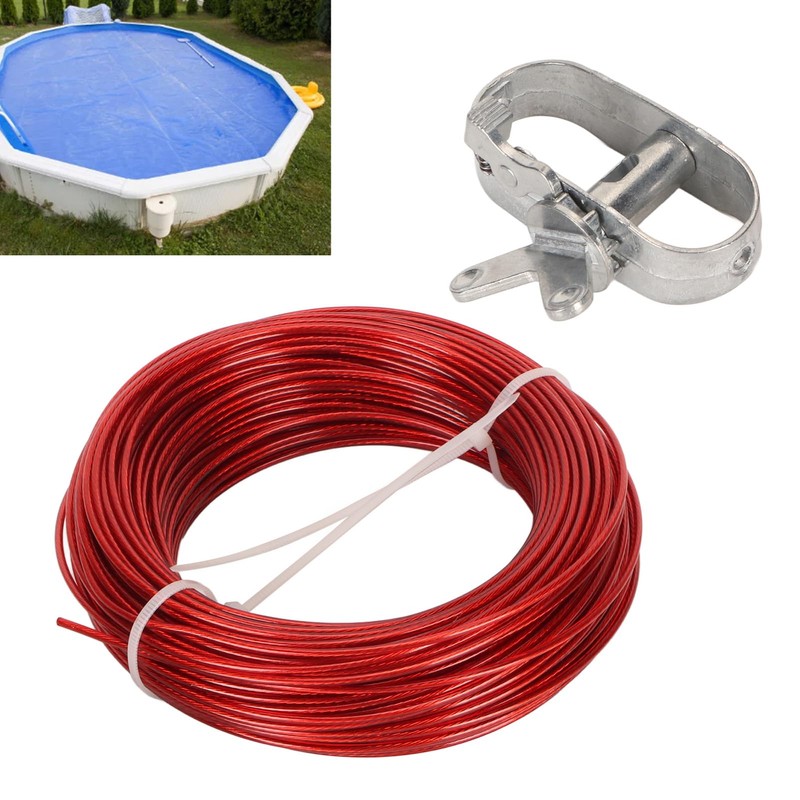 Depisuta 150ft Pool Cover Cable and Winch Kit, Pool Cover