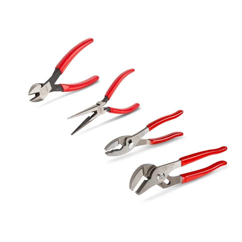 TEKTON Pliers Set, 4-Piece (Groove Joint, Slip Joint, Long Nose,