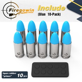 FIREGOWIN Pro 9mm Dummy Rounds – Training Snap Caps, Reusable Dry Fire Training Round with Rubber Primers (Blue 10-Pack)