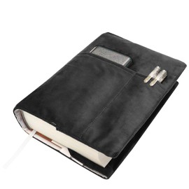 Book Covers for Paperbacks, Velvet Book Cover for Book Lovers, Book Covers for Hardcover with Pockets for Book Suppliers, Soft Cover Books, Book Protector for Bible Book Cover (Black, Large)