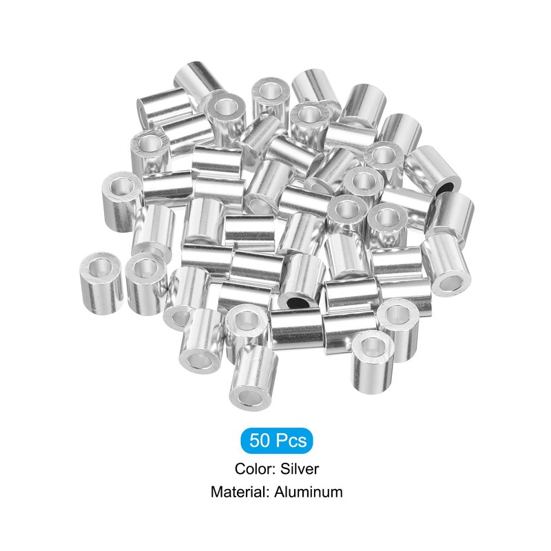 uxcell 1/4" 6mm Aluminum Crimping Loop Sleeve Single Round Ferrule