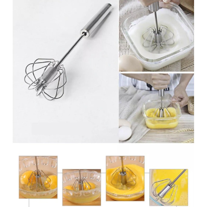 TIKA Semi-Automatic Egg Whisk – Stainless Steel Hand Push Beater