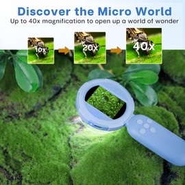 TINYLENS Mia Kids Microscope, Mini Digital Microscope for Kids with 2'' IPS Screen, Handheld Mini Scope Educational Science Toy Kit, Christmas/Birthday Gifts for Kids Aged 3-6,7-12 (Blue)