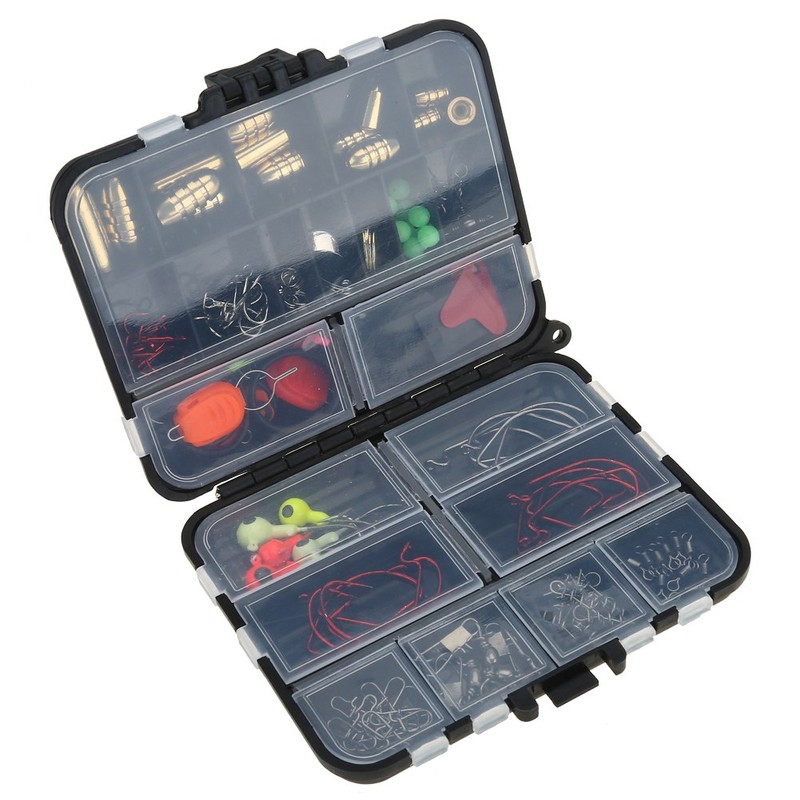 20 Kinds 128Pcs/Lot Fishing Accessories Hooks Swivels Stoppers Connectors Box