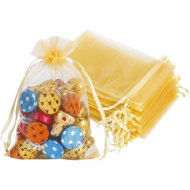 FAVORTALK Small Gift Bag 50pcs Candy Boxes Party Favour Package for Advent Calendar Xmas Birthday Party Decorations, Golden