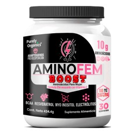 AminoFem Boost Aminocidos para Mujer con Cafena  30 Servicios  Sabor Ponche de Frutas  Purely Organics                                                