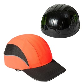 TIHEEN Lightweight Safety Cap Hard Hat Head Protection Cap Breathable Hat (M18112-Orange/Black-Long)