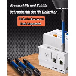 Saipor Pack of 10 Special Long Magnetic Phillips and Slotted Head Screwdriver Bits Set for Electricians, PH2 Bit Impact Wrench Drill, 1/4 Inch Hex Shank Screwdriver Bit Set for Cordless Screwdrivers
