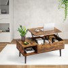 NEWBULIG Brown Wood Lift Top Coffee Table with Storage Shelf