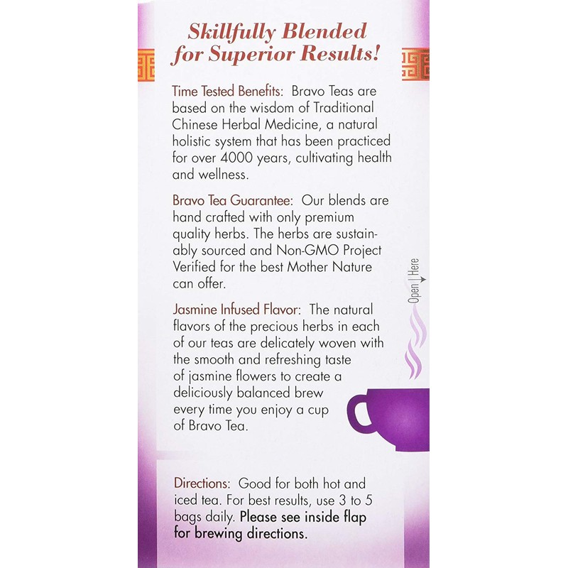 Bravo Tea Cholesterol Health Herbal Tea Caffeine Free, 20 Tea