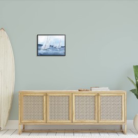 Stupell Industries White Sailboats Coasting Ocean Waters Blue Tide Black Framed Wall Art, 20 x 16