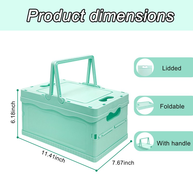 Foldable Small Plastic Baskets with Lids and Handles for Organizing,Collapsible