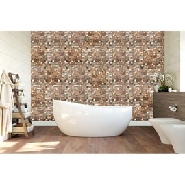 11 7/8"W x 11 7/8"H x 1/2"P Belmont Boat Wood Mosaic Wall Tile, Natural Finish