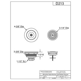 Westbrass D213-50 3-1/2" Wing Nut Twist Style Large Kitchen Sink Basket Strainer, Single, Podwer Coat White