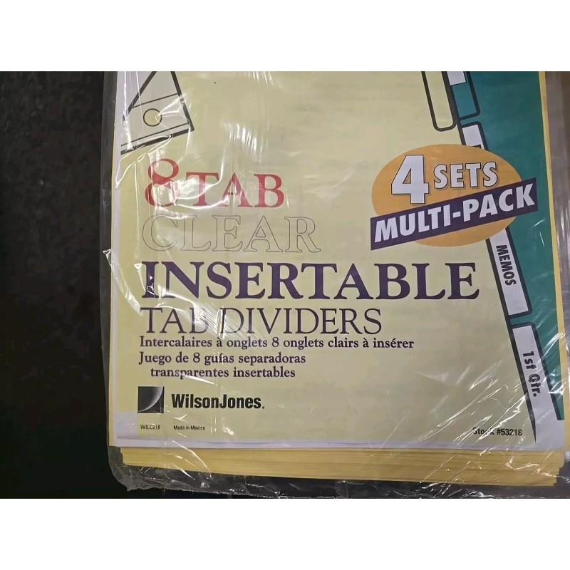 Wilson Jones 4 set Wilson Jones 8 Clear Tab Insertable