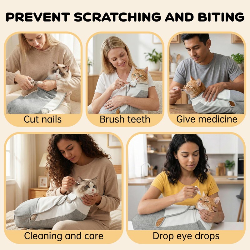 Cat Grooming Wrap, Self Adhesive Cats Anti-Escape Wrap, (12-28lbs)