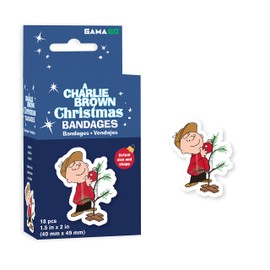GAMAGO A Charlie Brown Christmas Bandages for Kids & Kidults - Set of 18 Individually Wrapped Self Adhesive Bandages - Sterile, Latex-Free, Easily Removable - Funny Gift & First Aid Addition