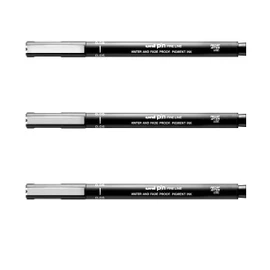 Uni Pin Fineliner Drawing Pens - Black Ink - 0.05mm Tip - Pack of 8