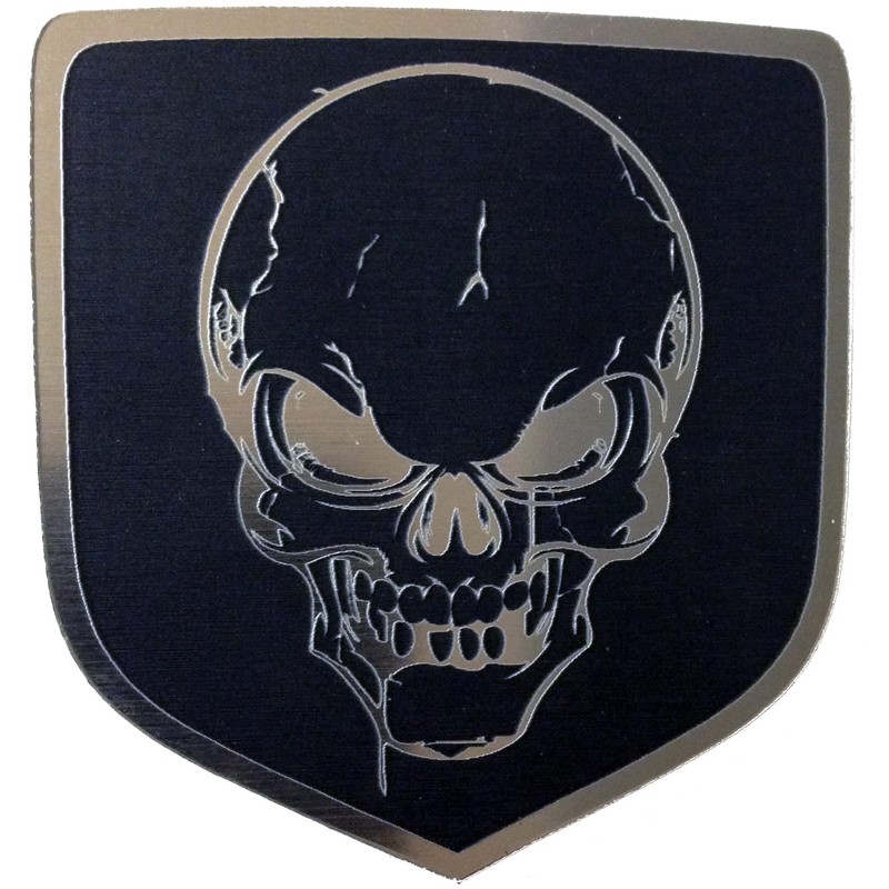 24Designs Compatible Front Badge Emblem Skull Black Replacement for Dodge