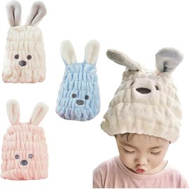 3 Toallas Microfibra Cabello, Toalla para Cabello Absorbente, Gorros Secado Rapido para Mujeres, Practico para Viajes Y Gimnasio, Toalla Cabello Suave Coral Fleece