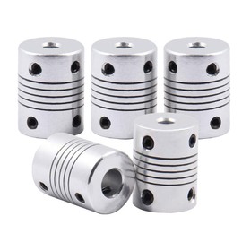 Saipor Pack of 5 Flexible Couplings (5 mm to 8 mm) Aluminium Alloy Flexible Coupling Joint Connector Shaft Coupling Compatible with NEMA 17 Stepper Motor, RepRap 3D Printer or CNC Machine