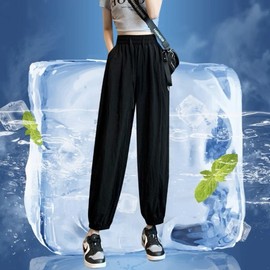 Sohamsiham Women's Pleated Harem Pants - Summer Lazy Style Draped 9-Point High-Waisted Leggings Waist 4XL/Grey 3ea