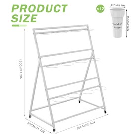VGMiu Flower Display Stand with 12 Buckets, Metal Flower Cart with Wheels 3 Layers White Flowers Bar Stand Moving Florist Bouquet Shelf for Party Weddings Ceremony Garden Indoor Outdoor Patio Decor