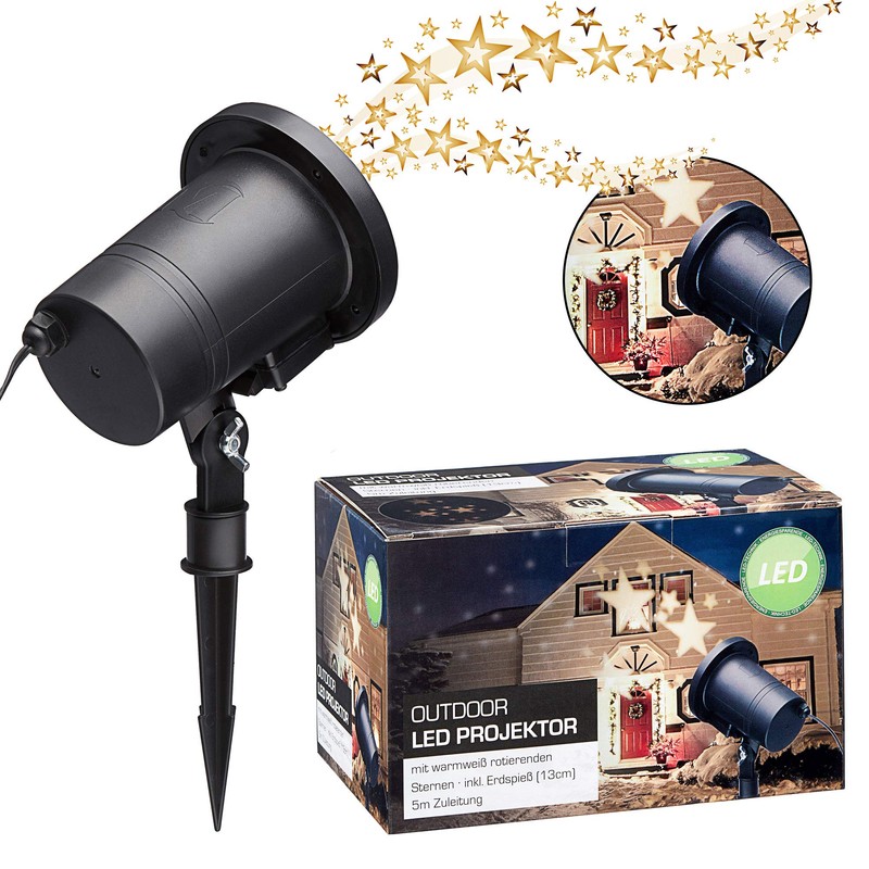 LED Projector with Rotating Stars with Ground Spike 13 cm