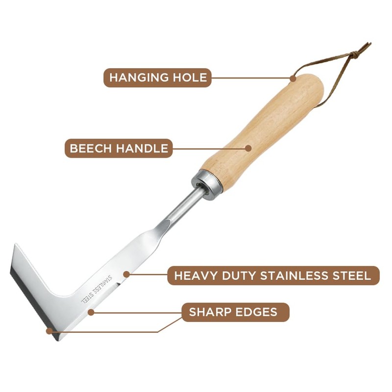 NEISRAI Crack Weeder Garden Crevice Weeding Tool Wood Handle Driveway