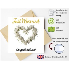 Printperfect Congratulations Wedding Card Botanical Floral Design, Square Wedding Greeting Cards, Mr & Mrs Wedding Cards Congratulations