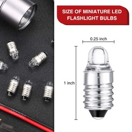 10 Pieces E10 LED Bulbs 3 Volt Miniature Flashlight Bulbs E10 Replacement Bulbs Mini Lamps Cool White