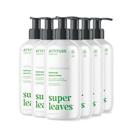 ATTITUDE Liquid Hand Soap, EWG Verified, Plant and Mineral-Based, Vegan Personal Care Products, Olive Leaves, 16 Fl Oz (Pack of 6)