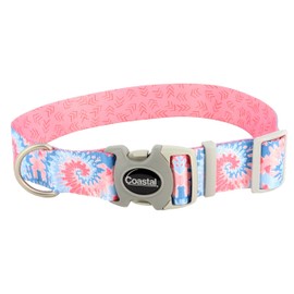 Coastal Pet Sublime Adjustable Dog Collar - Adjustable Plastic Buckle - Vibrant & Colorful Dog Collar with Fade-Resistant Patterns - Pink Tie Dye with Pink Arrows, Medium - 1" x 12"-18"
