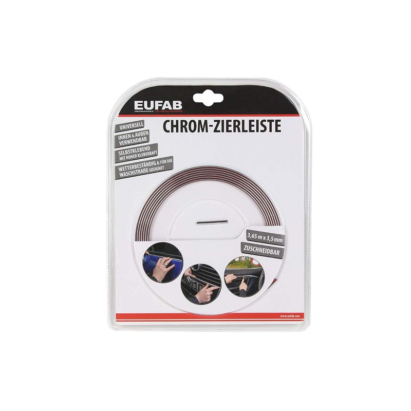 EUFAB 30183 Universal Chrome Trim 3.65 x 3.5 mm