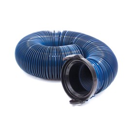 Valterra D04-0120PB 10' Standard Quick Drain RV Hose with 3" Straight Hose Adapter, Blue