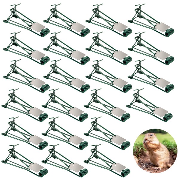 24 Pack Gopher Traps Outdoor - Reusable Easy Set Metal