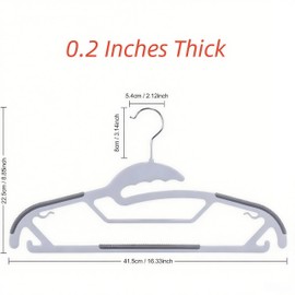 10 Pack Plastic Clothes Hangers Non-Slip | 0.2" Thickened Shirts Hanger Space Saving, Coat Pants Hangers with 360° Swivel Silver Hook for Closet Wardrobe Storage