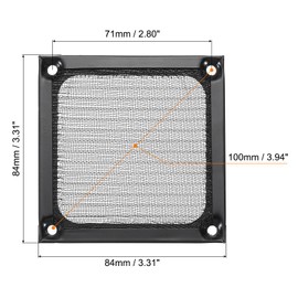 PATIKIL 84mm Computer Fan Filter Grill with Screws, 5 Pack Aluminum Frame with Stainless Steel Mesh Dustproof Case Cover for Computer, Ventilator, Black