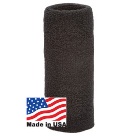 Unique Sports Wrist Towel - 6 inch long thick wristband, Black