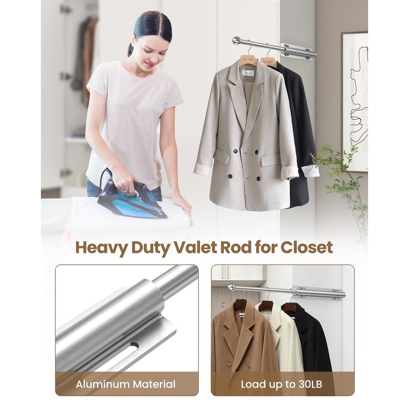 Supforce Valet Rod for Closet Pull Out, Retractable Slide Out
