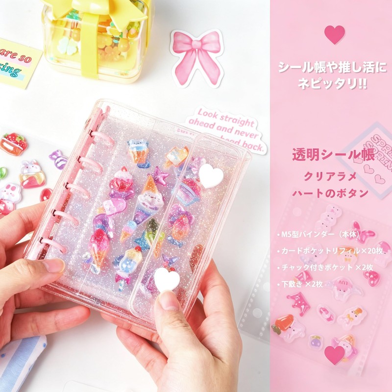 Sticker Pad, M5 Size, Includes 20 Refills, 2 Zippered Pockets,