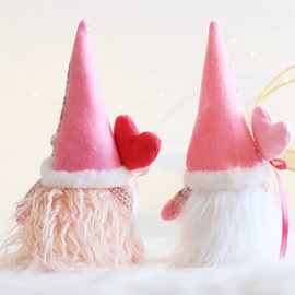 Wedfull - Muñecas de peluche para el día de San Valentín, diseño de gnomos, elfo, día de la madre, paquete de 2 unidades, color rosa, decoración de la señora, escandinava, Tomte, elfo, 29 cm de alto,