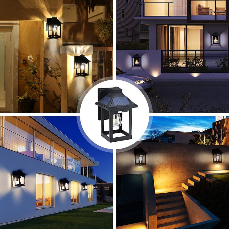 Kuniwa Solar Wall Light Outdoor with 3 Lighting Modes, Dusk