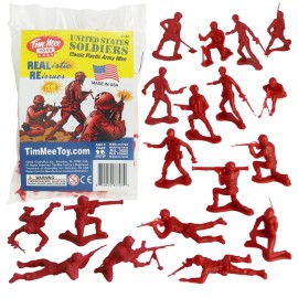 TimMee Processed Plastic Army Men 48pc Red Tim Mee Toy Soldier Figures USA Made