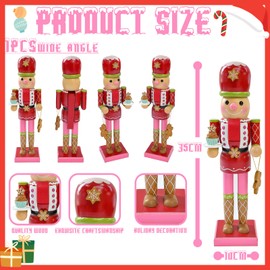 Red Nutcracker Soldier Ornaments Christmas Decorations, 14 Inch christmas nutcracker figures large, Traditional Painted Wooden Doll,Nutcracker Soldier Puppet Doll for Fireplace Xmas Gift Indoor Decor