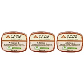 Clearly Natural Glycerine Bar Soap Vitamin E (Pack of 3) With Saponified Coconut, Palm Kernel Oil, Corn Surfanctant, Sugar Surfactant, Aloe Vera, and Tea Tree Oil, 4 oz. Each